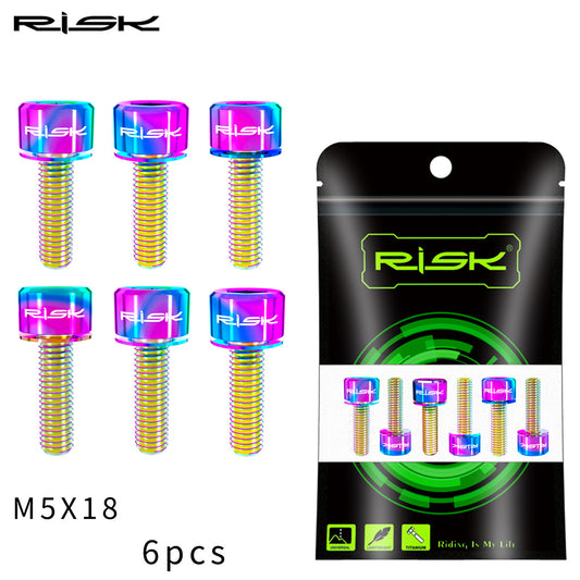 RISK Road Mountain Bike Titanium Stem Bolts with washer (6pcs) M5x18/20mm